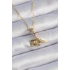 316L Çelik Gold Renk Kalp Detay Mektup Figür Charm Model Kadın Kolye