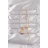 316L Çelik Gold Renk Karışık Mineli Ay Figür Tarot Kolye