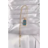 316L Çelik Gold Renk Mavi Mineli El Figür Tarot Kolye