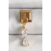 316L Çelik Gold Renk Sallantı Zirkon Taşlı Kurdele Model Nomination Charm