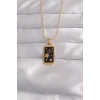 316L Çelik Gold Renk Siyah Mineli Yıldız Figür Tarot Kolye