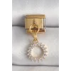 316L Çelik Gold Renk Zirkon Taşlı Sallantı Güneş Model Nomination Charm