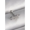 316L Çelik Gümüş Renk Zirkon Taşlı Yonca Tragus Piercing
