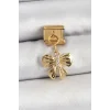 316L Çelik Sallantılı Zirkon Taşlı Fiyonk Model Gold Renk Nomination Charm