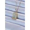 316L Çelik Zincir Altın Renk Mavi Mineli Tarot Kolye