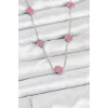 316L Çelik Zincir Gümüş Renk Pembe Baby Boy Yonca Kadın Kolye