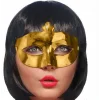 Altın Renk Kostüm Partisi Ekstra Parlak Balo Maskesi 15x10 Cm