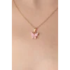 Gold Pembe Renk Kelebek Figür Kadın Kolye