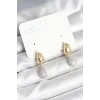 Gold Renk Zirkon Taşlı Damla Pirinç Kadın Küpe