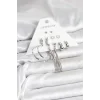 Gümüş Renk Pirinç 6 Çiftli Kadın Küpe Seti