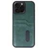 İphone 14 Pro Max Kılıf Sara Kartvizitli Deri Kılıf - Koyu Yeşil