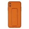İphone Xs Max Kılıf Coco Deri Standlı Kapak - Turuncu