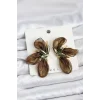 Lotus Model Haki Renk Tüllü Kadın Küpe