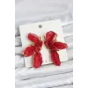 Lotus Model Kırmızı Renk Tüllü Kadın Küpe
