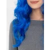 Mavi Renk Uzun Dalgalı Parti Peruğu