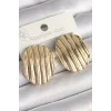 Pirinç Gold Renk İşlemeli Daire Plaka Model Kadın Küpe