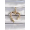 Pirinç Gold Renk Zirkon Taş Detaylı Kalp Figür Ajda Charm