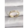 Pirinç Gold Renk Zirkon Taşlı Beyaz Mineli Ayarlanabilir Yüzük