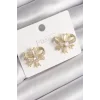 Pirinç Gold Renk Zirkon Taşlı Fiyonk Model Kadın Küpe