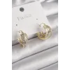 Pirinç Gold Renk Zirkon Taşlı Halka Model Kadın Küpe