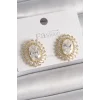 Pirinç Gold Renk Zirkon Taşlı Kadın Küpe