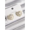 Pirinç Gold Renk Zirkon Taşlı Kalp Model Kadın Küpe