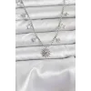 Pirinç Gümüş Renk Güneş Model Kadın Kolye
