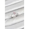 Pirinç Gümüş Renk Pembe Kelebek Kadın Yüzük