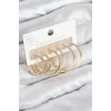 Pirinç Halka Model Gold Renk Kadın Set Küpe