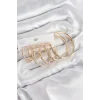 Pirinç Halka Model Gold Renk Kadın Set Küpe