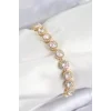Pirinç Zirkon Taşlı Daire Baget Model Gold Renk VIP Seri Kadın Bileklik