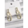 Pirinç Zirkon Taşlı Sallantı Kadın Küpe