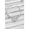 Pirinç Zirkon Taşlı Yıldız Model Gümüş Renk Charm Bileklik