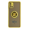Samsung Galaxy M51 Kılıf Montreal Yüzüklü Silikon Kapak - Sarı