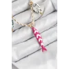 Seramik Motifli Pembe Balık Figürlü Model Krem İp Kadın Kolye
