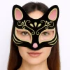 Siyah Renk Süet Kaplama Üzeri Pembe Sarı Simli Kedi Maskesi 17x14 Cm