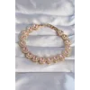 Vip Seri Pirinç Gold Renk Pembe Zirkon Taşlı Kalp Tasarımlı Bileklik