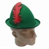 Yeşil Renk Kırmızı Tüylü Peter Pan Şapkası Robin Hood Şapkası 24x23 Cm