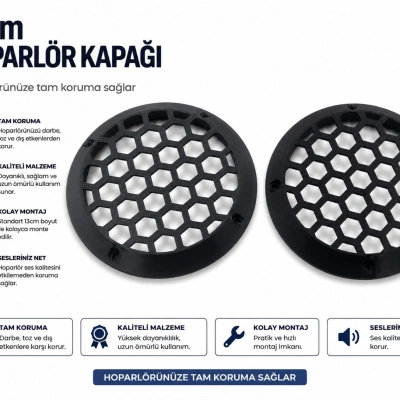 13cm Hoparlör Kapağı - Plastik Kaliteli Midrange Hoparlör Kapak 13 cm - 2 Adet