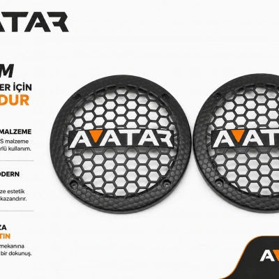 16cm Hoparlör Kapağı - Avatar Logolu Kaliteli Plastik Midrange Hoparlör Kapak 16 cm - 2 Adet