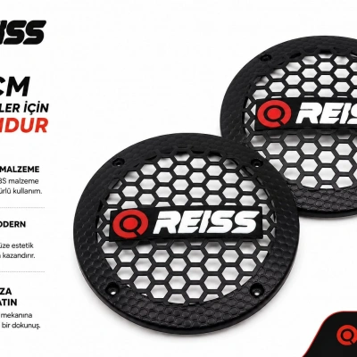 16cm Hoparlör Kapağı - Reiss Logolu Plastik Midrange Hoparlör Kapak 16 cm - 2 Adet