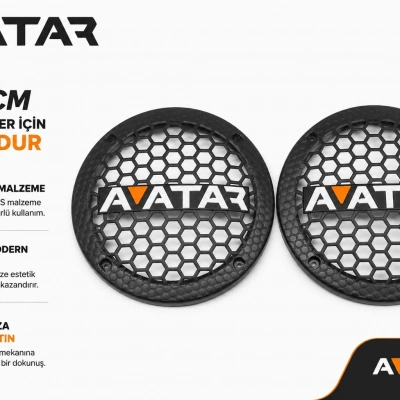20cm Hoparlör Kapağı - Avatar Logolu Kaliteli Plastik Midrange Hoparlör Kapak 20 cm - 2 Adet