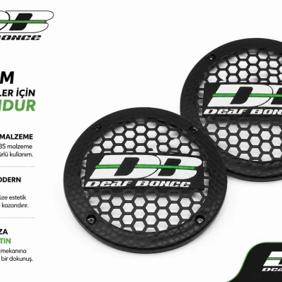 20cm Hoparlör Kapağı - Deaf Bonce Logolu Kaliteli Plastik Midrange Hoparlör Kapak 20 cm - 2 Adet