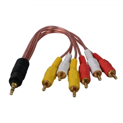 3.5mm Aux to 6 x Erkek Rca - 5 + 1 Ses Sistemi Kablosu - 3.5 mm Stereo Aux ve 6 Tos Erkek 5+1 Kablo