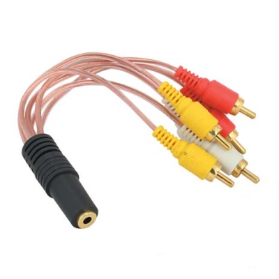 3.5mm Dişi Aux to 6 x Erkek Rca - 5 + 1 Ses Sistemi Kablosu - 3.5 mm Stereo Dişi 6 Tos Erkek 5+1 Kablo