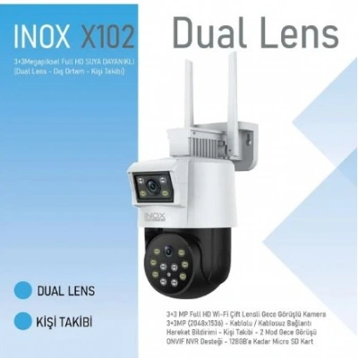 İnox Güvenlik Kamerası - İnox X102 3+3MP Dual Lens WİFİ Güvenlik Kamerası
