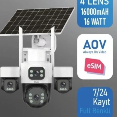 İnox Solar Güvenlik Kamerası - İnox X14 4G e-SİM Destekli 2 + 2 + 2 + 2 MP Güneş Enerjili Güvenlik Kamerası