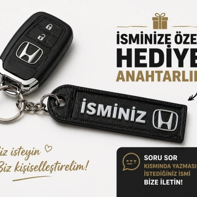İsimli Honda Anahtarlık , Kişiye Özel - Hediyelik İsimli Araç Logolu Anahtarlık - İsimli Honda Araba Anahtarlığı