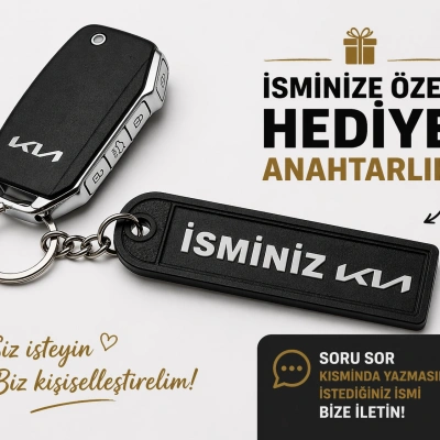 İsimli Kia Anahtarlık , Kişiye Özel - Hediyelik İsimli Araç Logolu Anahtarlık - İsimli Kia Araba Anahtarlığı
