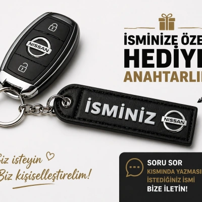 İsimli Nissan Anahtarlık , Kişiye Özel - Hediyelik İsimli Araç Logolu Anahtarlık - İsimli Nissan Araba Anahtarlığı